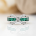 Emerald Baguette Cut Eternity Ring with Infinity Sign by Stella Amoré