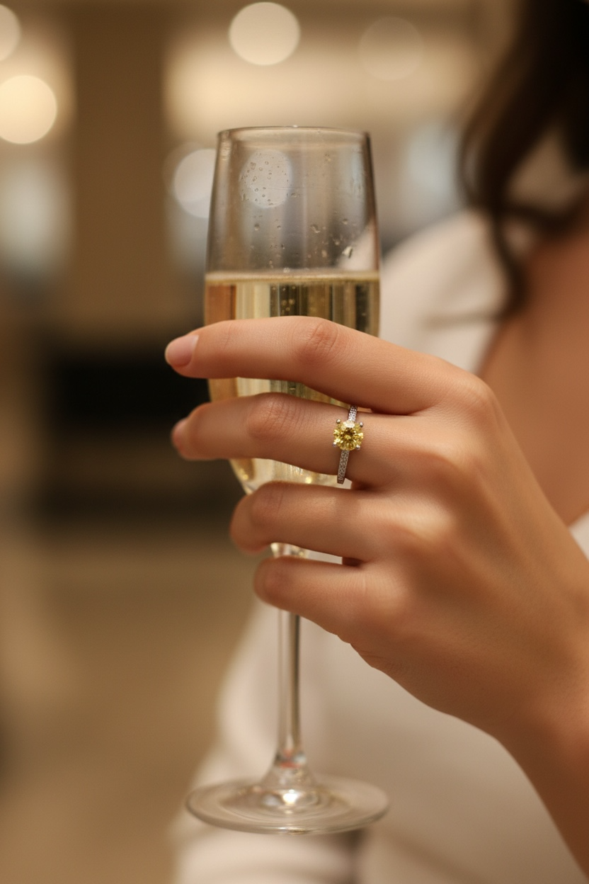 Citrine Solitaire Ring – Yellow Gemstone Promise Ring in Sterling Silver, November Birthstone, Cocktail Ring, Minimalist Handmade Jewelry