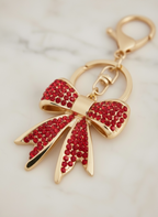 Bow Keychain | Crystal Rhinestone Bling Keychain | Cute Bag Charm, CZ Bow Charm for Gifts
