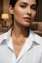 14K Gold Vermeil Roman Numeral Necklace, Interlocking Moissanite Rings