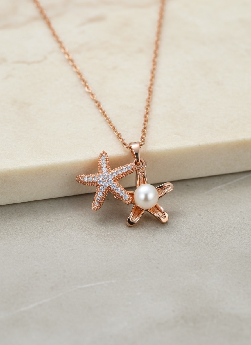 Starfish Oyster Pearl Necklace by Stella Amoré