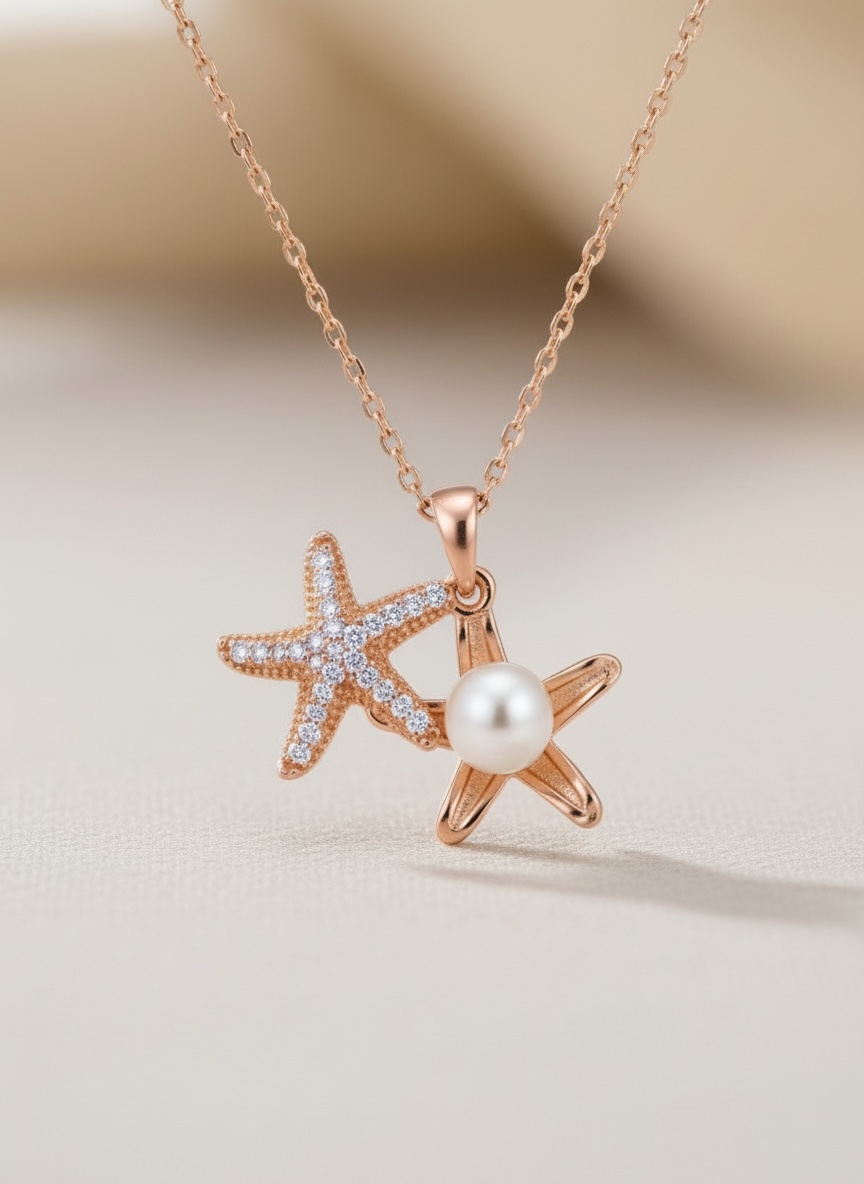 Starfish Oyster Pearl Necklace by Stella Amoré