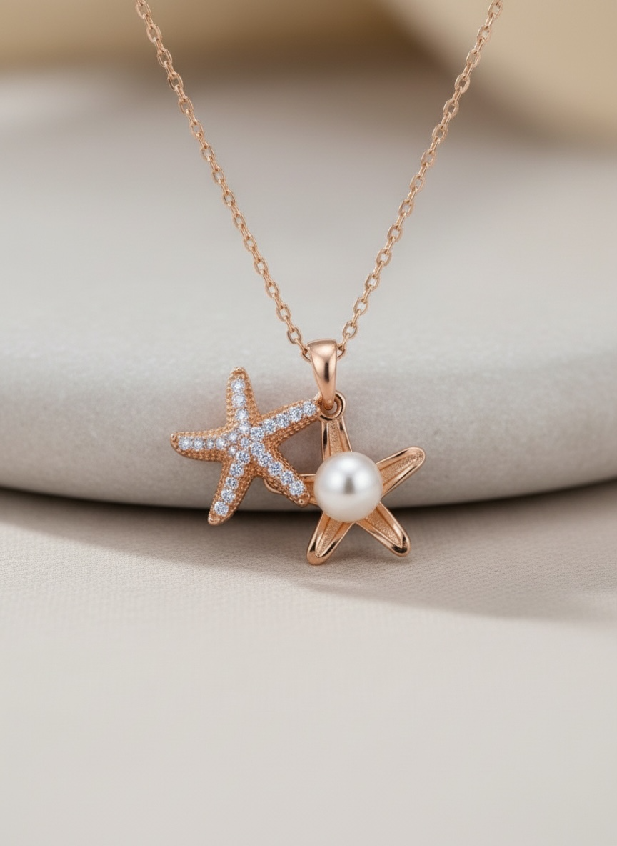 Starfish Oyster Pearl Necklace by Stella Amoré