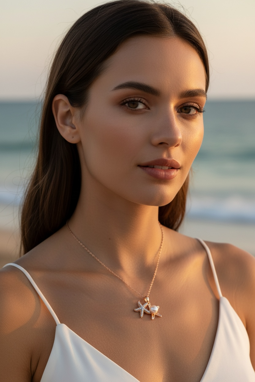 Starfish Oyster Pearl Necklace by Stella Amoré