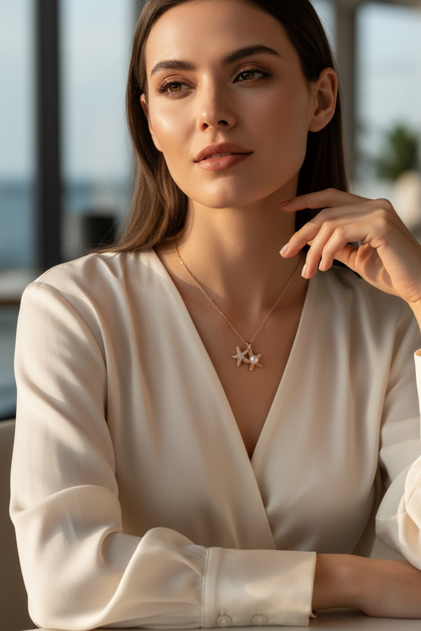 Starfish Oyster Pearl Necklace by Stella Amoré