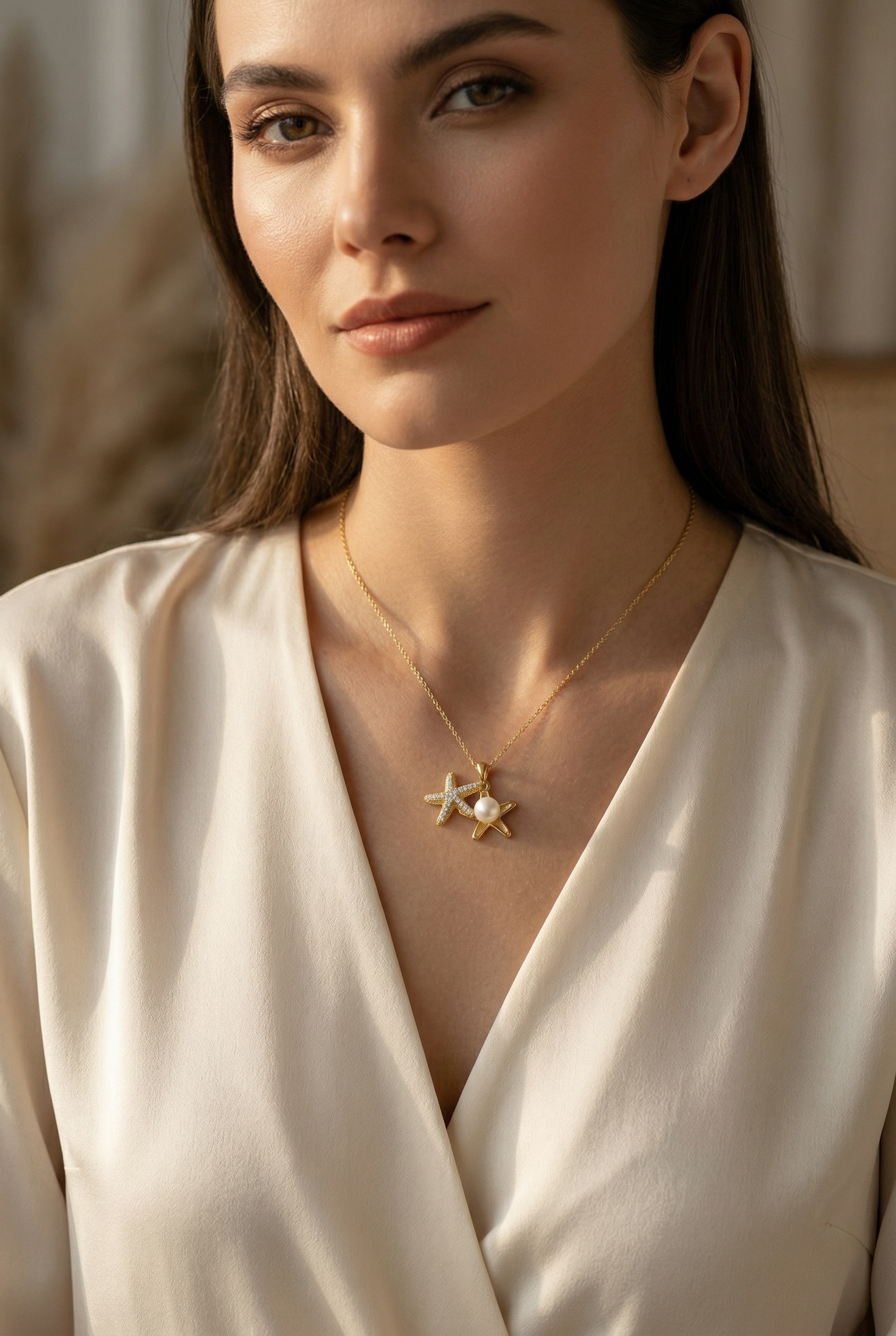 Starfish Oyster Pearl Necklace by Stella Amoré