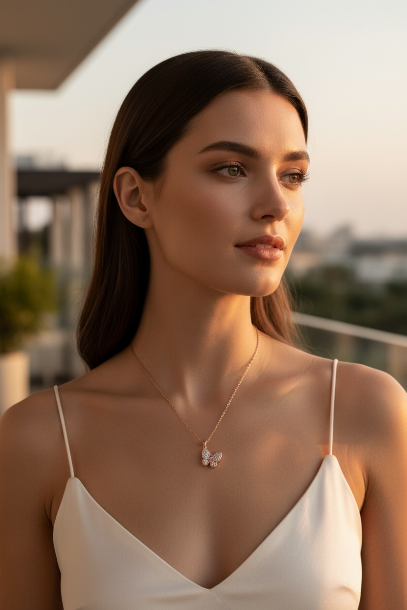 Pave CZ Crystal Butterfly Necklace by Stella Amoré