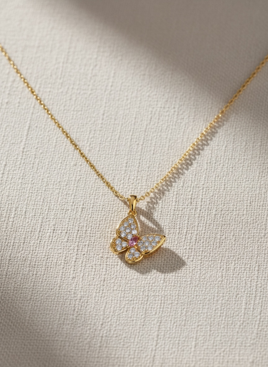 Pave CZ Crystal Butterfly Necklace by Stella Amoré
