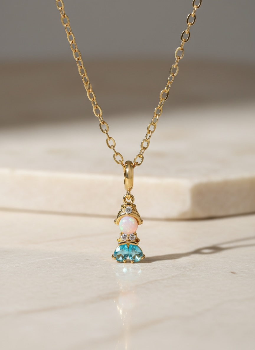 Princess Necklace - Dainty Disney Inspired Jewelry, Perfect Gift for Kids & Adults, Ariel & Rapunzel Charm