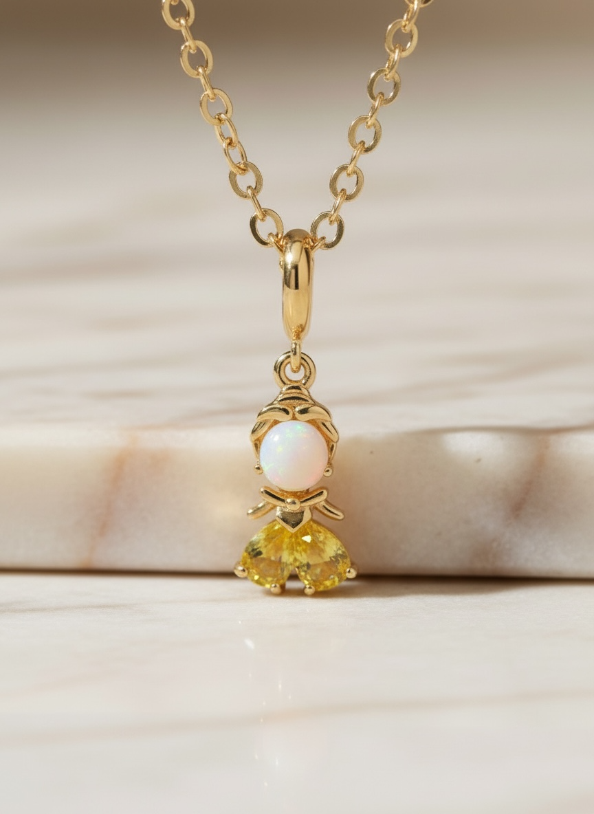 Princess Necklace - Dainty Disney Inspired Jewelry, Perfect Gift for Kids & Adults, Ariel & Rapunzel Charm