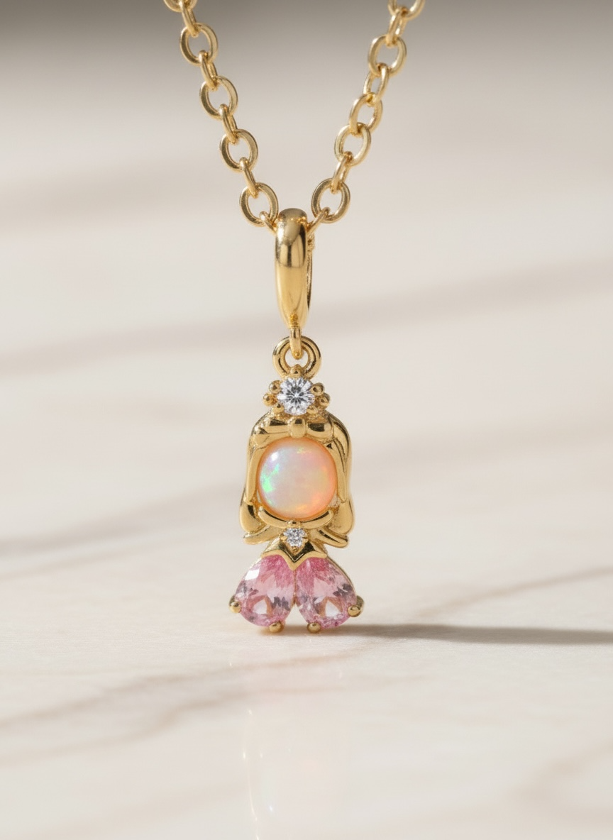 Luxury Gold Tone Necklace, Diamond-Like Stones Pendant, Elegant Statement Jewelry, High-End Fashion Necklace