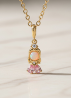Luxury Gold Tone Necklace, Diamond-Like Stones Pendant, Elegant Statement Jewelry, High-End Fashion Necklace
