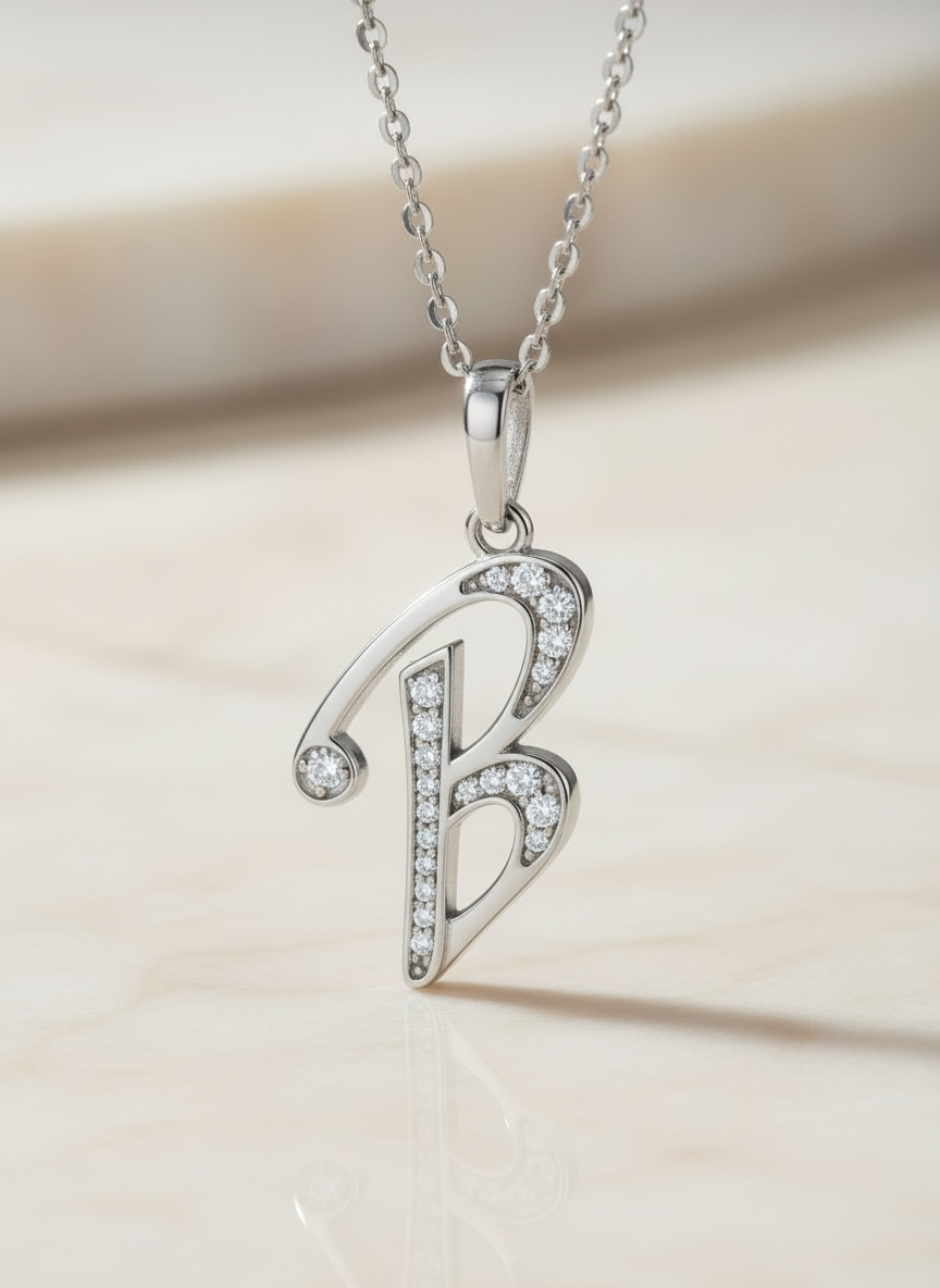 Moissanite Initial Necklace – Custom Letter Pendant, Personalized Diamond-Like Charm, Waterproof & Gift-Ready