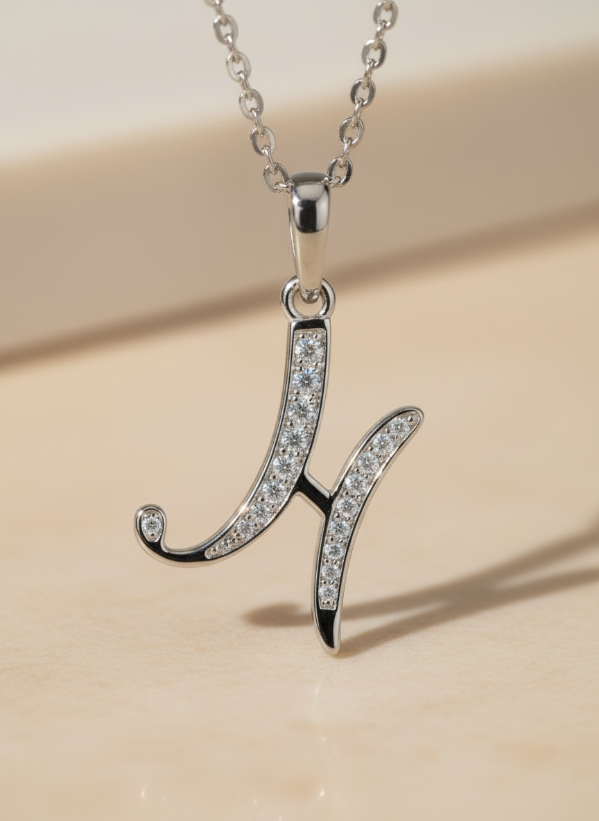 Moissanite Initial Necklace – Custom Letter Pendant, Personalized Diamond-Like Charm, Waterproof & Gift-Ready