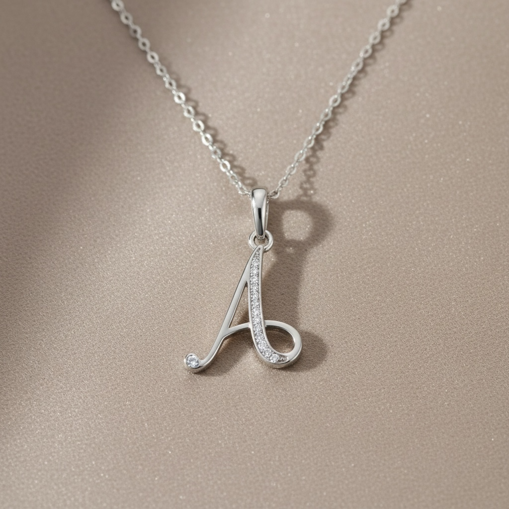 Moissanite Initial Necklace – Custom Letter Pendant, Personalized Diamond-Like Charm, Waterproof & Gift-Ready
