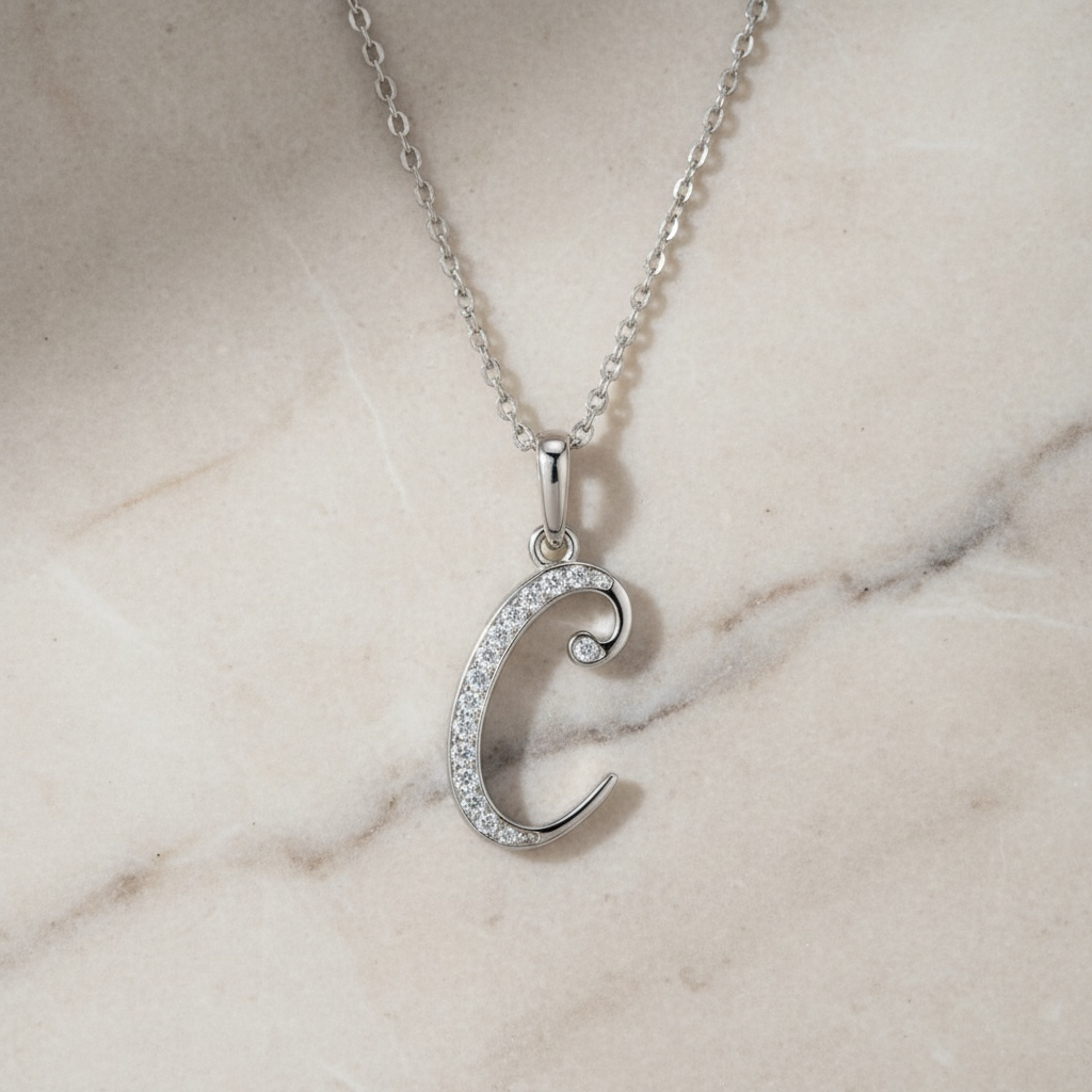 Moissanite Initial Necklace – Custom Letter Pendant, Personalized Diamond-Like Charm, Waterproof & Gift-Ready