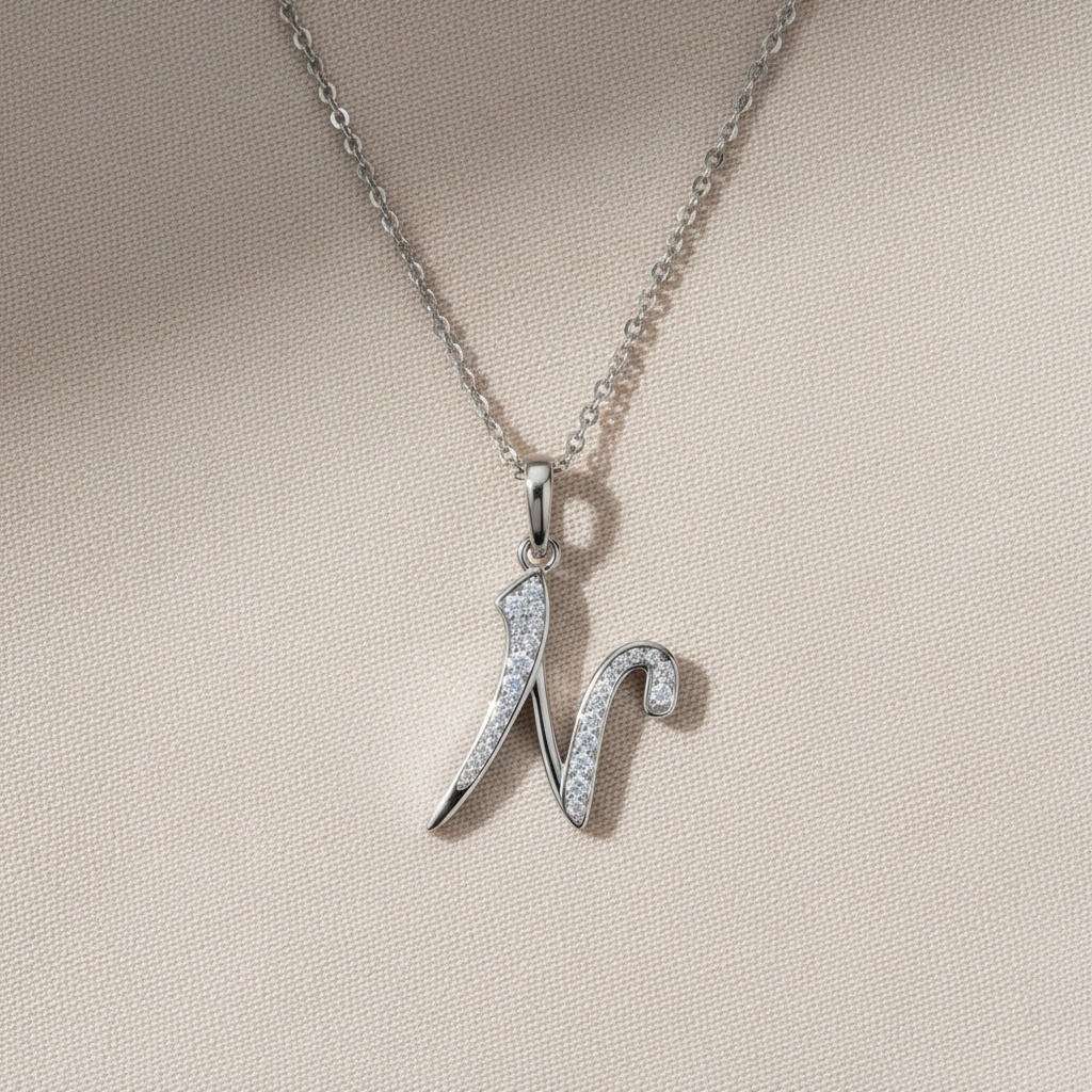 Moissanite Initial Necklace – Custom Letter Pendant, Personalized Diamond-Like Charm, Waterproof & Gift-Ready