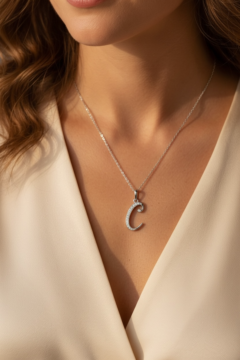 Moissanite Initial Necklace – Custom Letter Pendant, Personalized Diamond-Like Charm, Waterproof & Gift-Ready