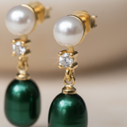 Bridal Pearl Earring - Elegant Dangle Earrings with CZ Accent - Perfect Bridesmaid Gift | Pearl Jewelry