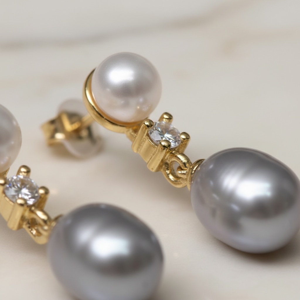 Bridal Pearl Earring - Elegant Dangle Earrings with CZ Accent - Perfect Bridesmaid Gift | Pearl Jewelry