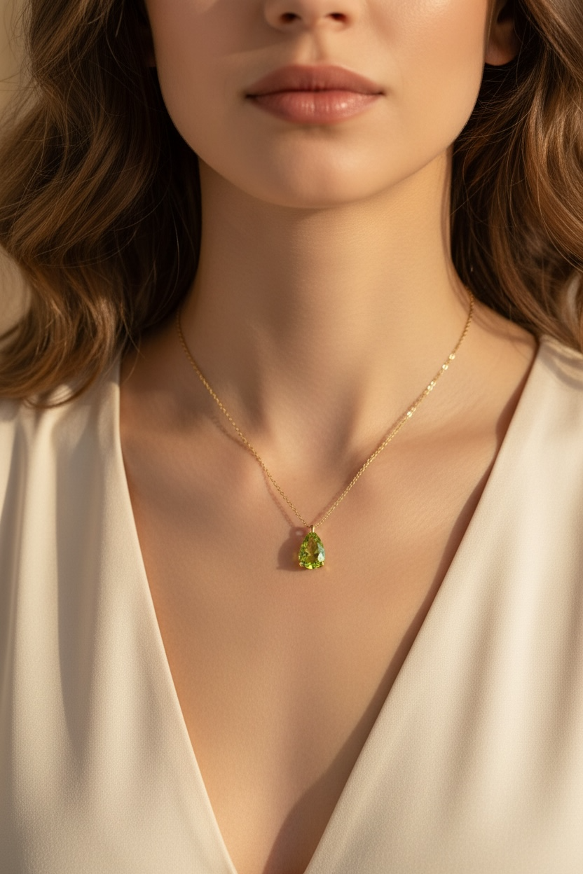 Pear CZ Birthstone Necklace | Dainty Minimalist 18k Gold Jewelry | Personalized Birthstone Gift