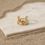 Dainty Crystal Ring | Gold Open 3 Oval Stone Ring | Handmade Citrine Ring | Unique Anxiety Ring | Artisanal Wire Wrapped Ring