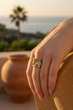 Dainty Crystal Ring | Gold Open 3 Oval Stone Ring | Handmade Citrine Ring | Unique Anxiety Ring | Artisanal Wire Wrapped Ring