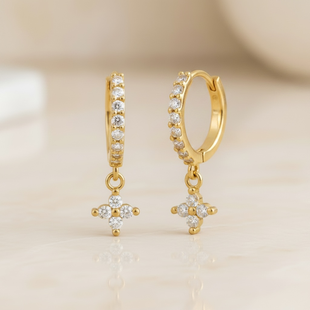 Silver Pear Cut Diamond Brown Bag Earrings | Elegant Silver Jewelry | Contemporary Style | Gift-Ready