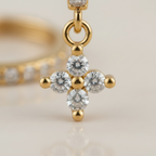 Gold Clover Shaped Cut Diamond Huggie Hoops Earrings | Elegant Sterling Silver Jewelry | Statement Fashion Earrings
