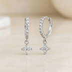 Gold Clover Shaped Cut Diamond Huggie Hoops Earrings | Elegant Sterling Silver Jewelry | Statement Fashion Earrings