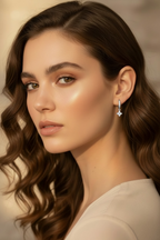 Gold Clover Shaped Cut Diamond Huggie Hoops Earrings | Elegant Sterling Silver Jewelry | Statement Fashion Earrings
