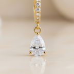 Gold Clover Shaped Cut Diamond Huggie Hoops Earrings | Elegant Sterling Silver Jewelry | Statement Fashion Earrings