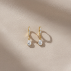 Gold Clover Shaped Cut Diamond Huggie Hoops Earrings | Elegant Sterling Silver Jewelry | Statement Fashion Earrings