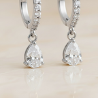 Gold Clover Shaped Cut Diamond Huggie Hoops Earrings | Elegant Sterling Silver Jewelry | Statement Fashion Earrings