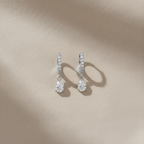 Gold Clover Shaped Cut Diamond Huggie Hoops Earrings | Elegant Sterling Silver Jewelry | Statement Fashion Earrings