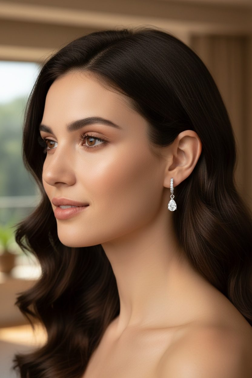 Gold Clover Shaped Cut Diamond Huggie Hoops Earrings | Elegant Sterling Silver Jewelry | Statement Fashion Earrings