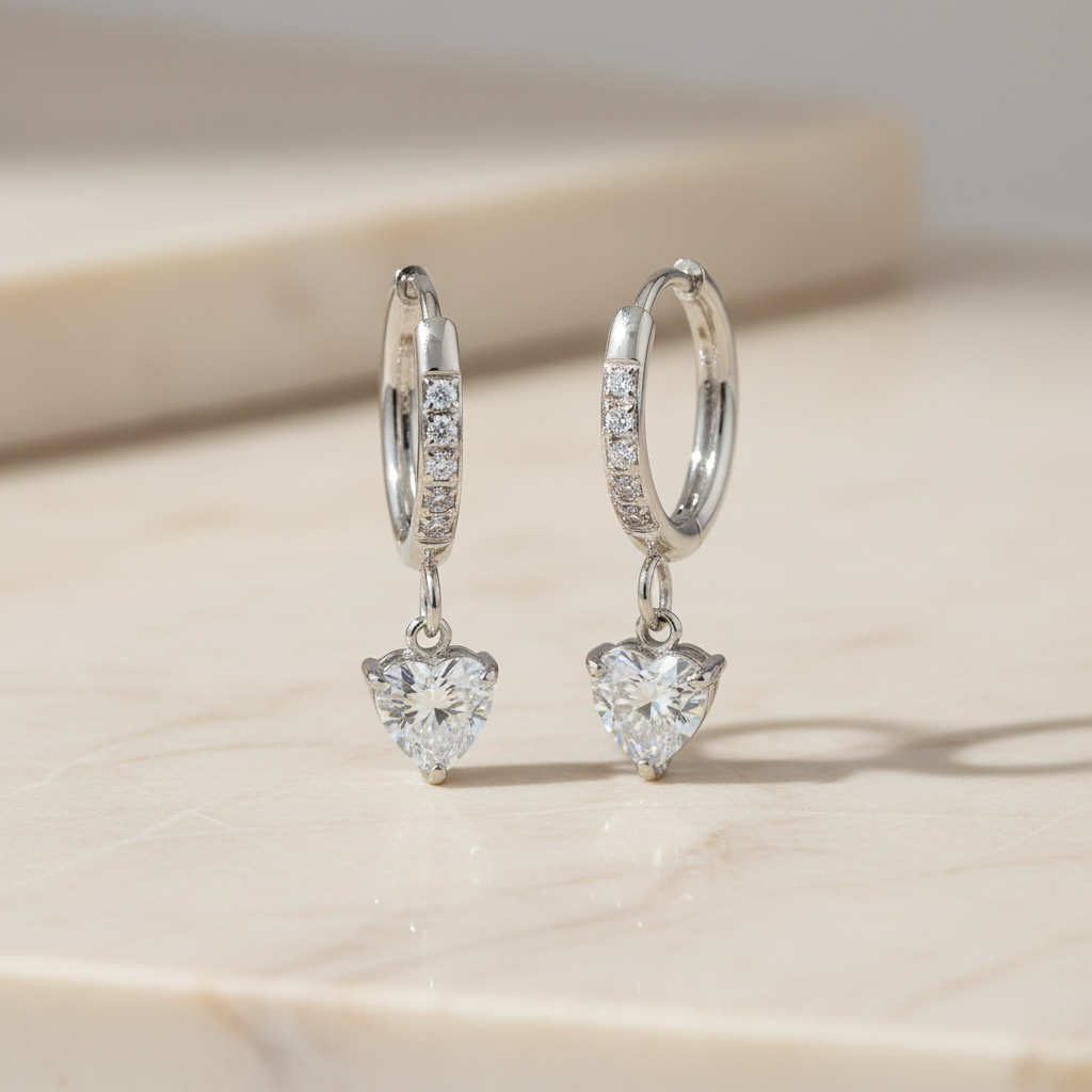 Gold Clover Shaped Cut Diamond Huggie Hoops Earrings | Elegant Sterling Silver Jewelry | Statement Fashion Earrings