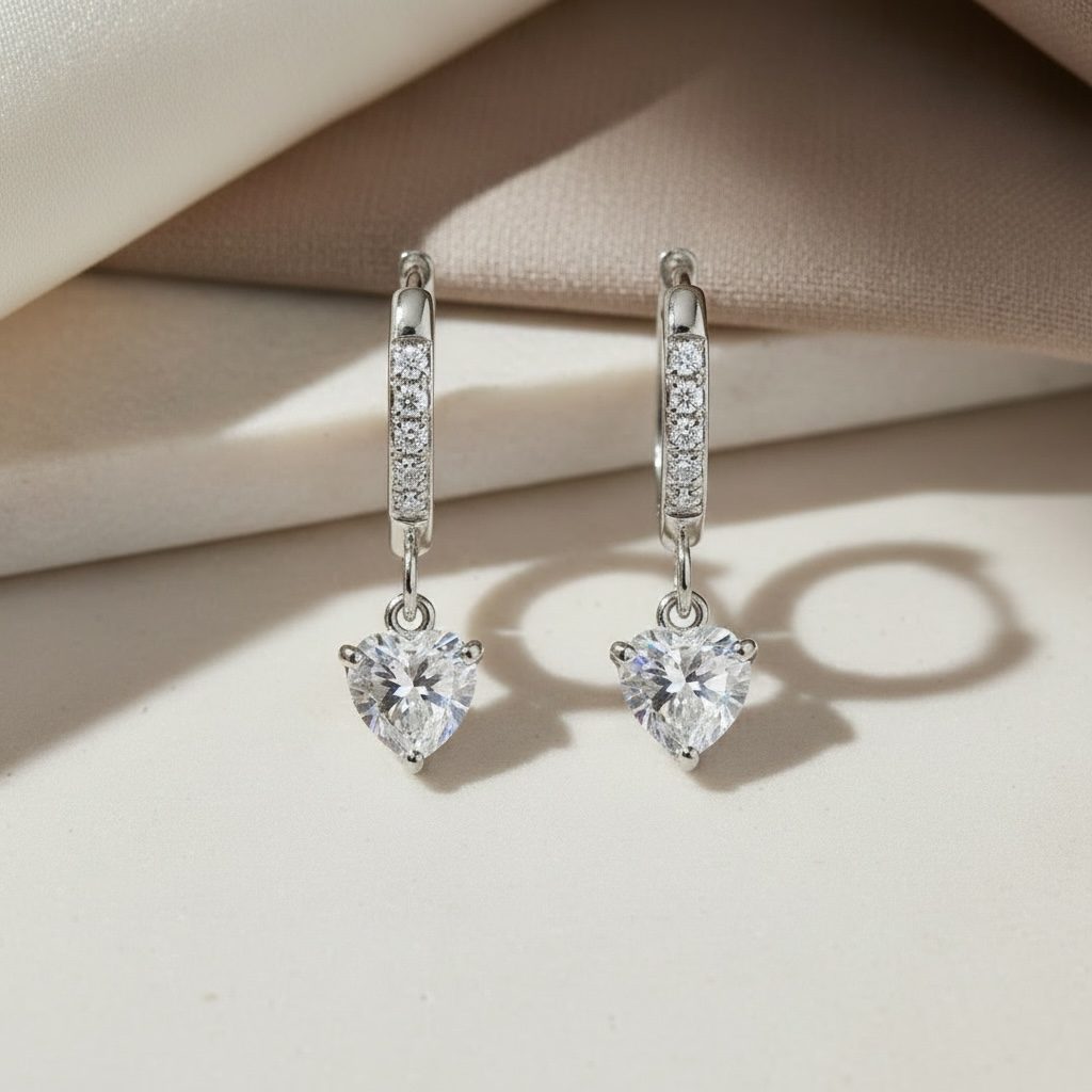Gold Clover Shaped Cut Diamond Huggie Hoops Earrings | Elegant Sterling Silver Jewelry | Statement Fashion Earrings