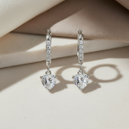Gold Clover Shaped Cut Diamond Huggie Hoops Earrings | Elegant Sterling Silver Jewelry | Statement Fashion Earrings