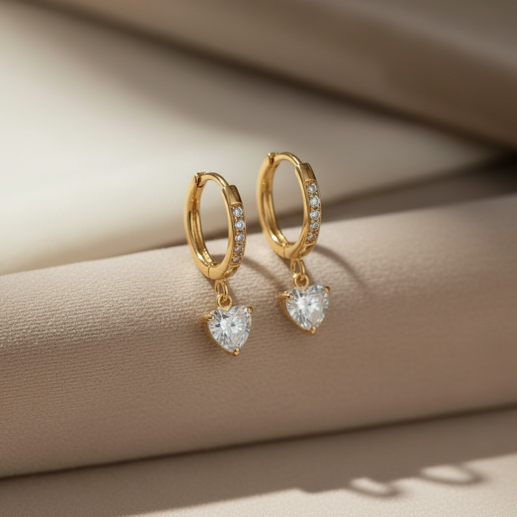 Gold Clover Shaped Cut Diamond Huggie Hoops Earrings | Elegant Sterling Silver Jewelry | Statement Fashion Earrings