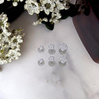 Dainty 14K Gold Pave Clover Stud Earrings: CZ Sterling Silver