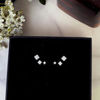 Dainty 14K Gold Pave Clover Stud Earrings: CZ Sterling Silver