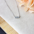 Triple Moissanite Diamond Necklace • 14K Gold Vermeil • Minimalist Dainty Bar Necklace • 3-Stone Pendant for Bridal, Layering & Daily Wear
