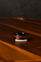 Black Tungsten Wood Inlay Ring • Men’s Wooden Wedding Band • Whiskey Barrel Style Tungsten Ring with Comfort Fit