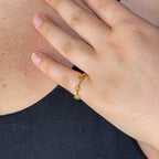 Gold Clover CZ Ring • Sterling Silver, Lucky Birthstone Band