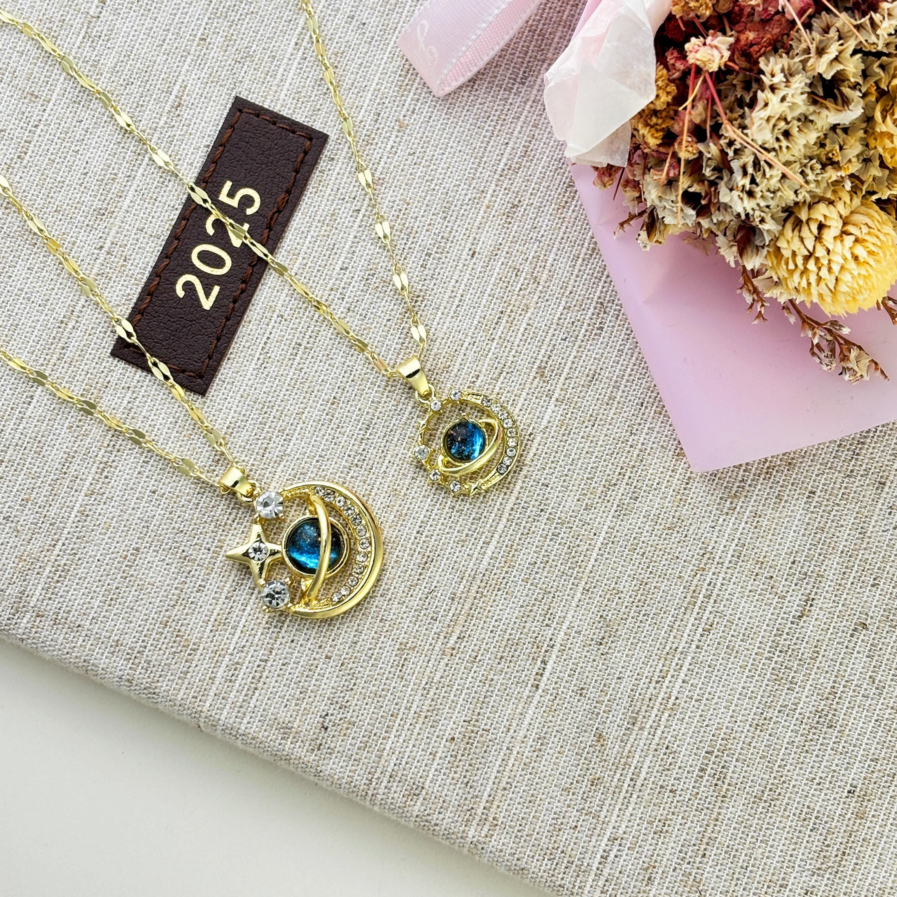 Celestial Galaxy Night Sky Star Moon Necklace by Stella Amoré