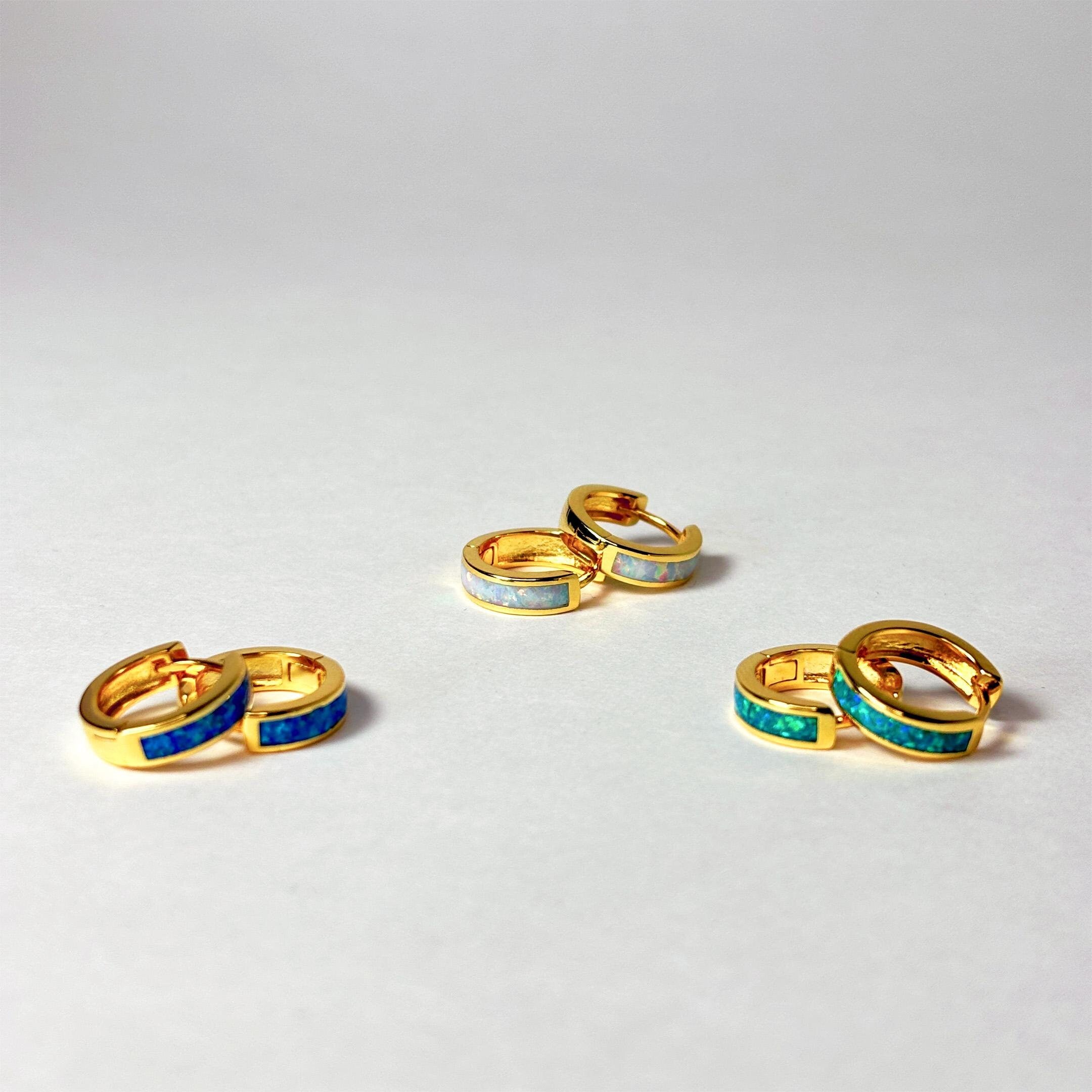 Opal Hoop Earrings 18k Gold Plated by Stella Amoré