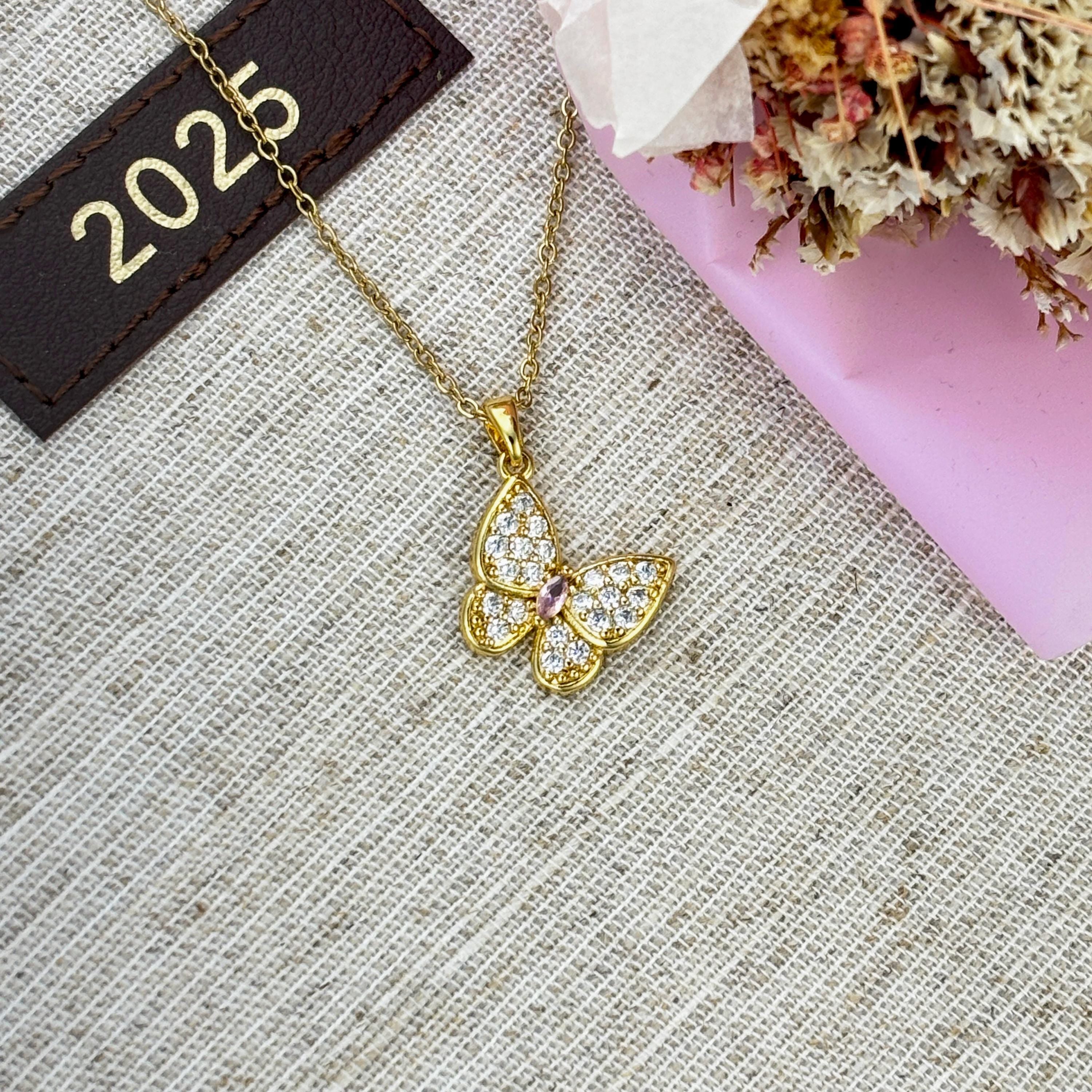 Pave CZ Crystal Butterfly Necklace by Stella Amoré