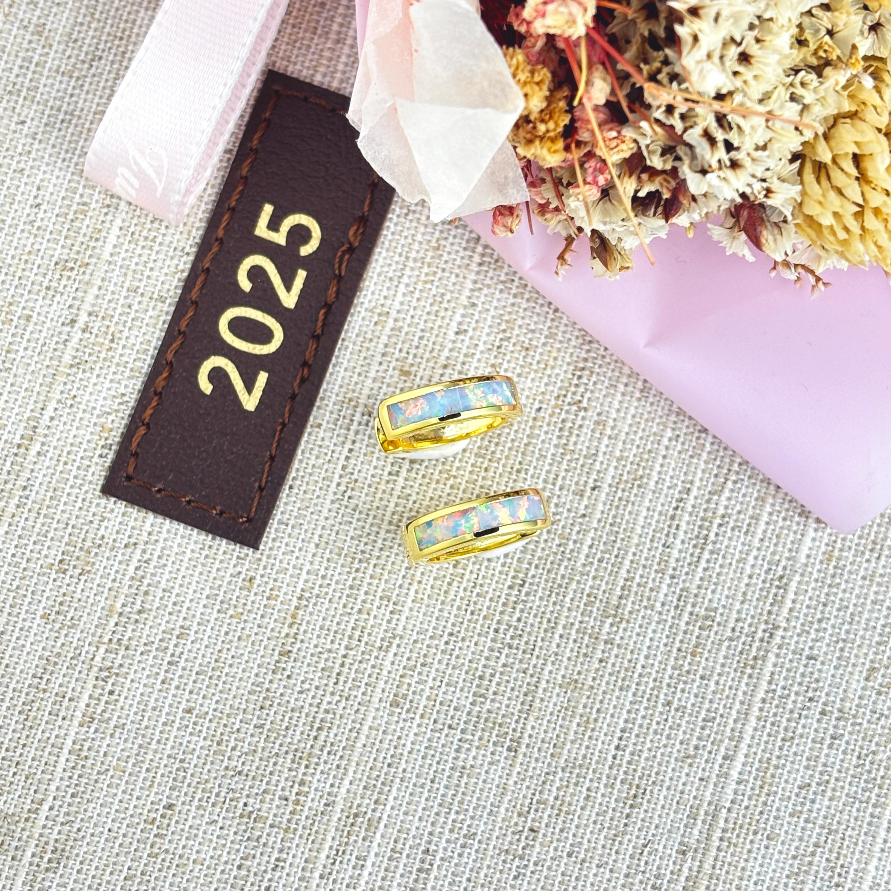 Opal Hoop Earrings 18k Gold Plated by Stella Amoré