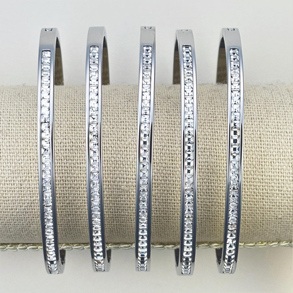 Dainty CZ Tennis Bangle Bracelet by Stella Amoré